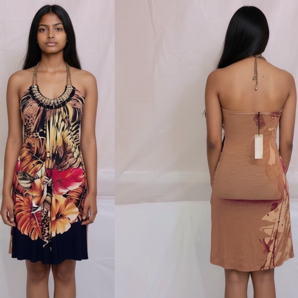 SKY Halter Top Floral Dress Size Small - Picture 4 of 10